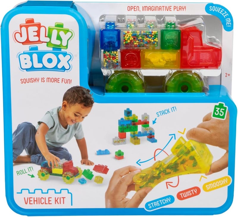 Jelly Blox Goliath Jelly Blox Vrooom! Truck Kit, 35 Piece Toddler & Preschool Building Blocks, Ouch-Free Tactile & Sensory Play Fidget Toy, Stackable, Squishable & Stretchable Blocks for Boys & Girls Aged 2+ - Image 1